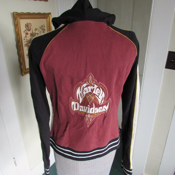 HARLEY DAVIDSON Black/Burgundy Full Zip Hoodie - Picture 6 of 8